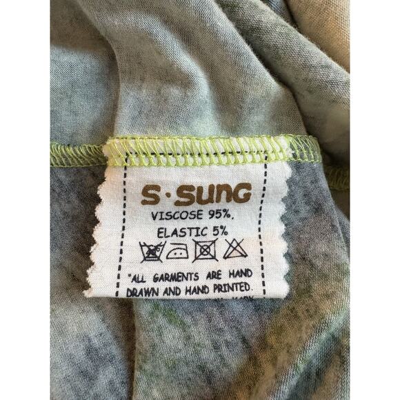 Samantha Sung Floral Midi Dress Size 8 Green Abstract Art to Wear Colorful - Picture 11 of 12